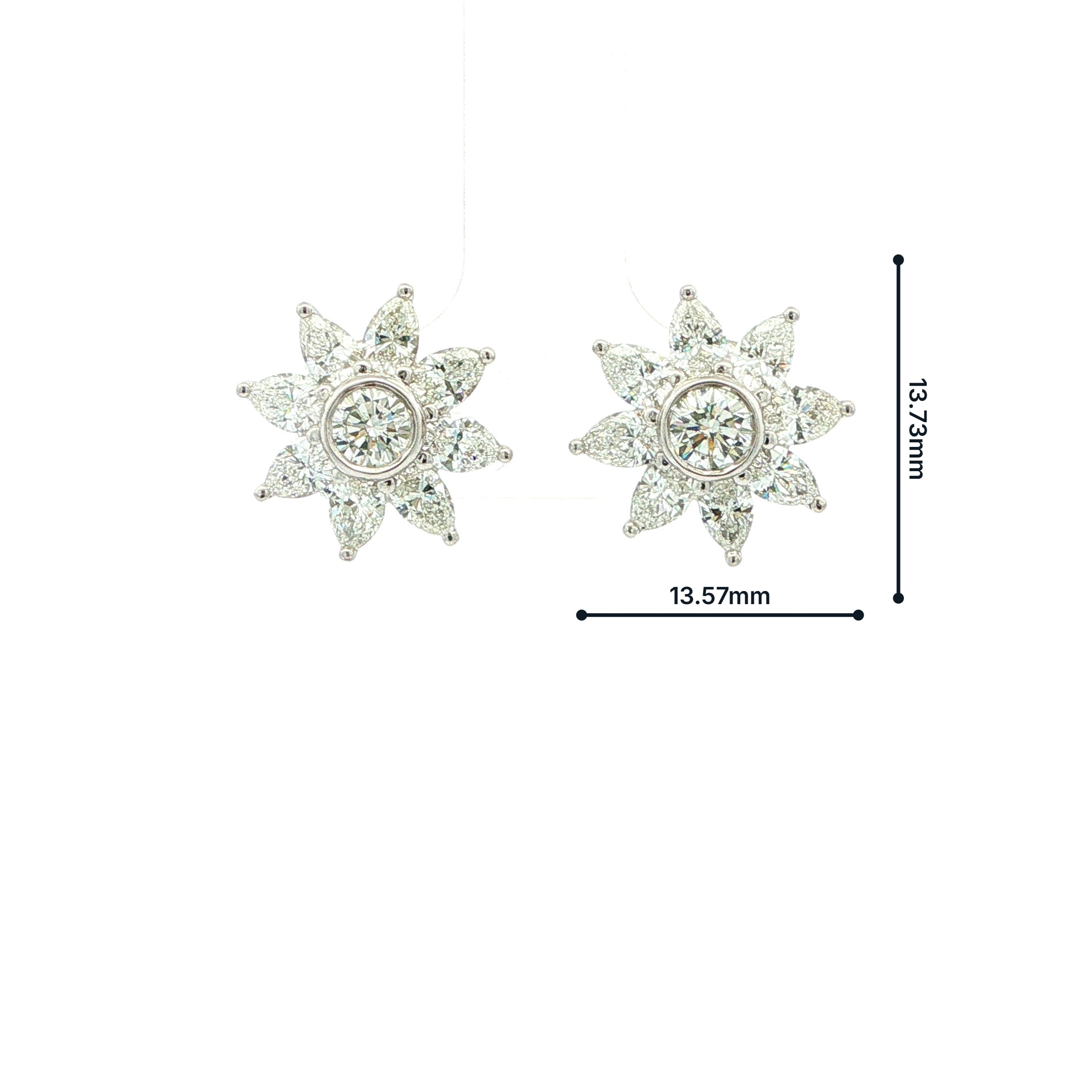 Natural Diamond Vintage Tiffany Floral Cluster Earrings in Platinum