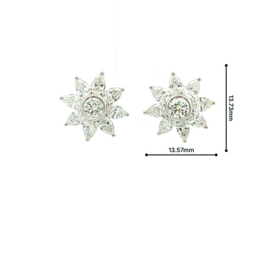 Natural Diamond Vintage Tiffany Floral Cluster Earrings in Platinum