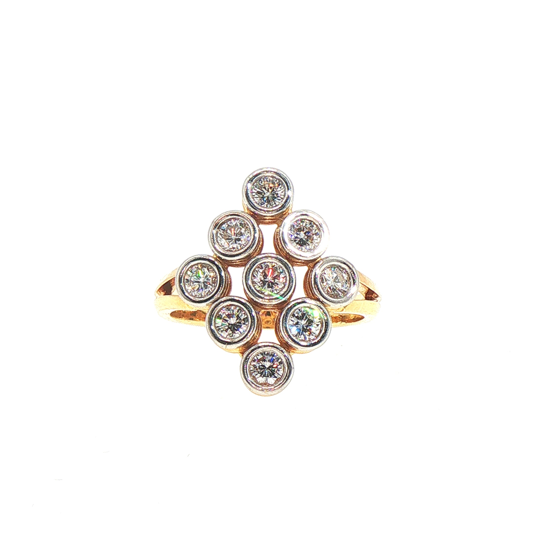 Bezel-Set Natural Diamond Marquise Shape Ring Set In 18ct Yellow Gold