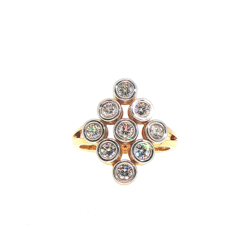 Bezel-Set Natural Diamond Marquise Shape Ring Set In 18ct Yellow Gold