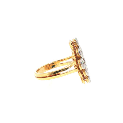 Bezel-Set Natural Diamond Marquise Shape Ring Set In 18ct Yellow Gold