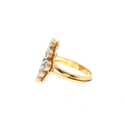 Bezel-Set Natural Diamond Marquise Shape Ring Set In 18ct Yellow Gold