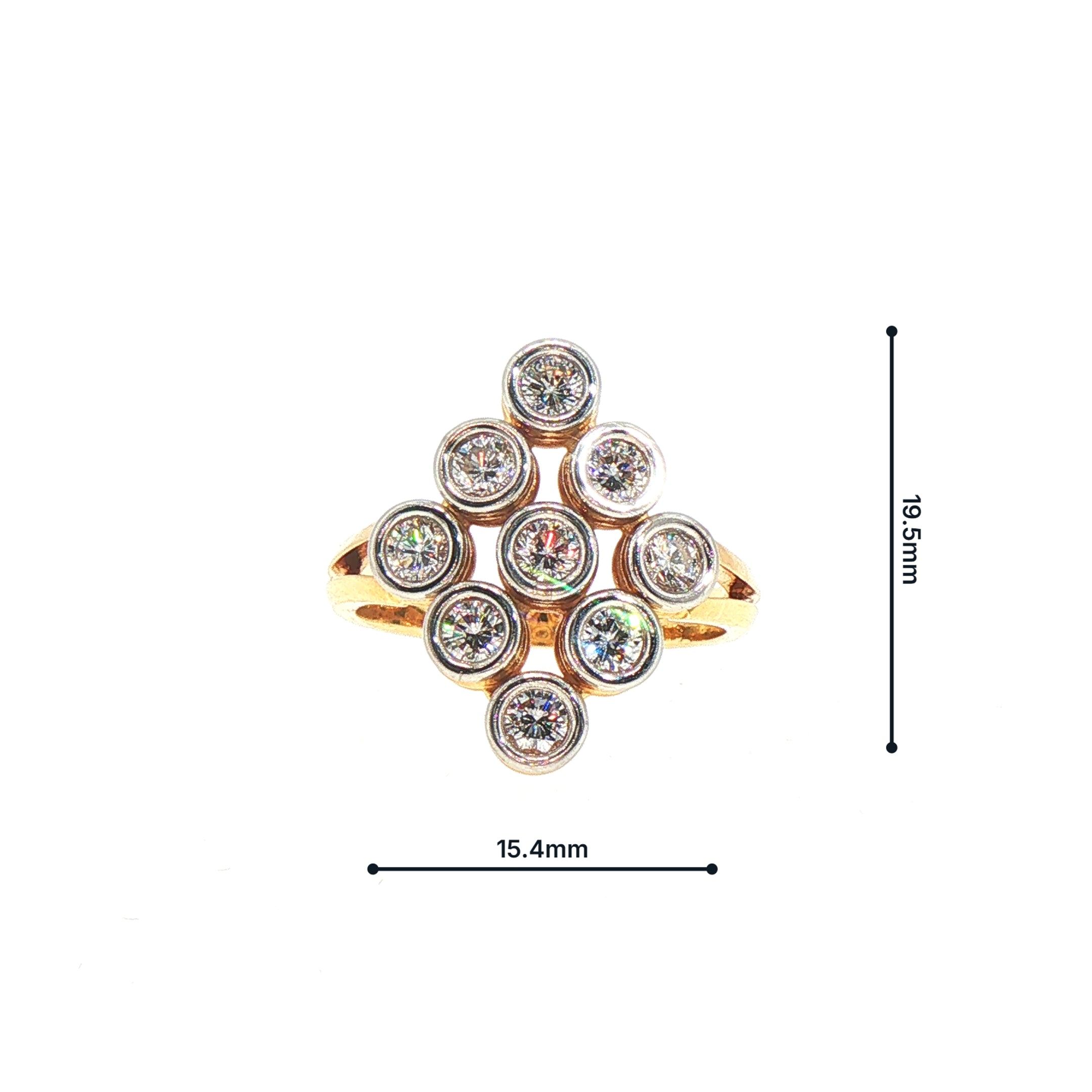 Bezel-Set Natural Diamond Marquise Shape Ring Set In 18ct Yellow Gold