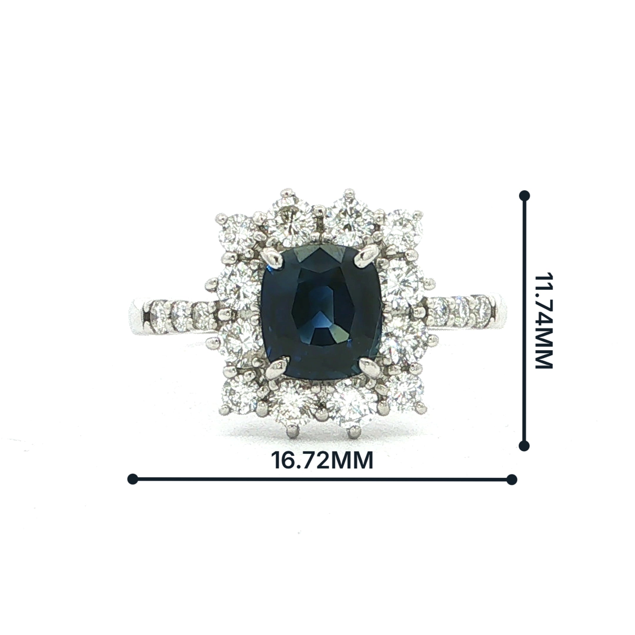 1.05ct Sapphire and Natural Diamond Halo Ring in Platinum