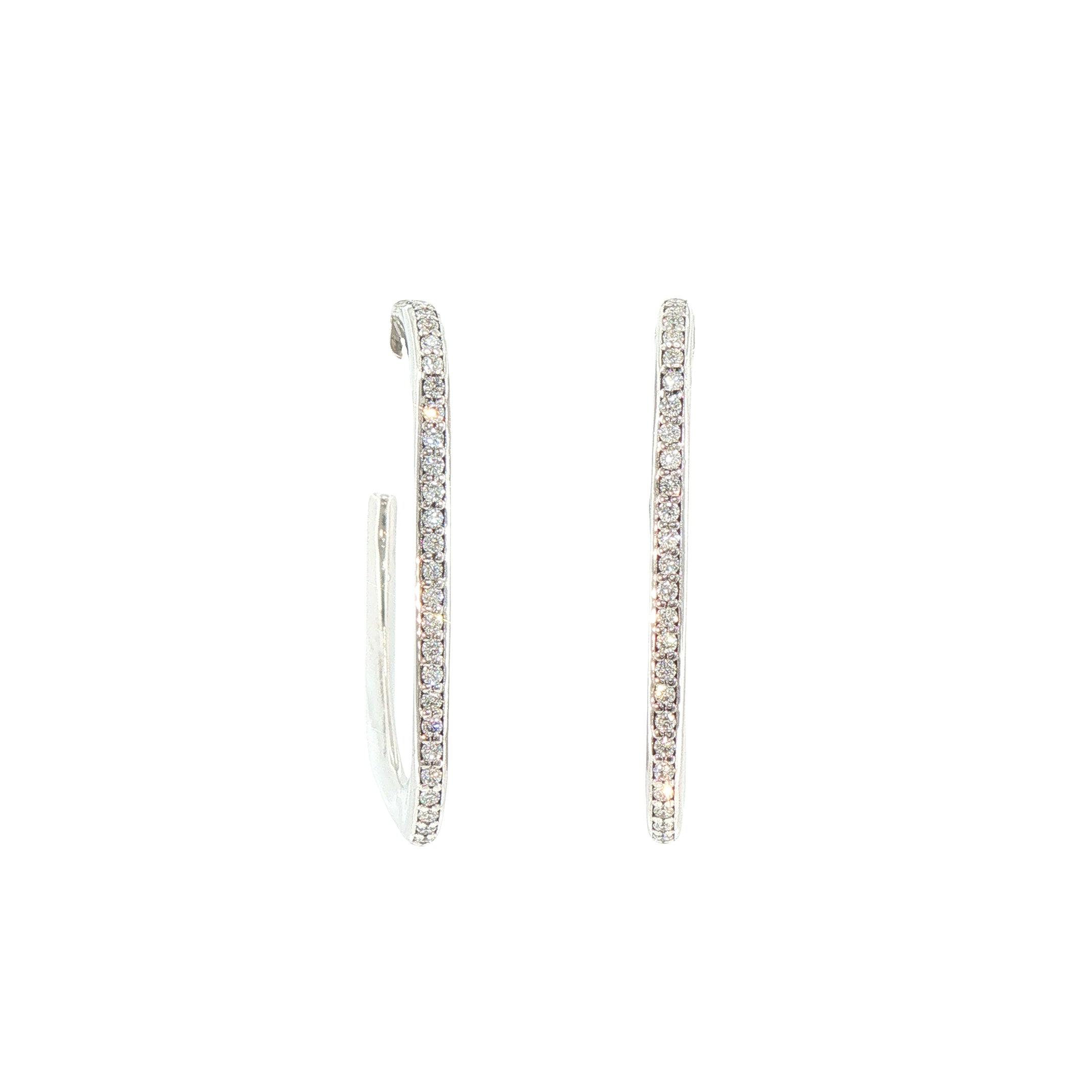 Natural Diamond-Set Slender Hoop Earrings in 18ct White Gold
