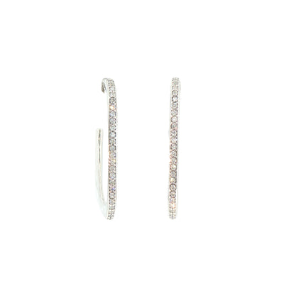 Natural Diamond-Set Slender Hoop Earrings in 18ct White Gold