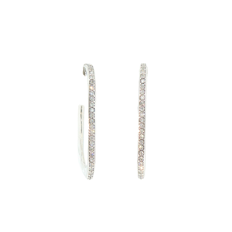 Natural Diamond-Set Slender Hoop Earrings in 18ct White Gold