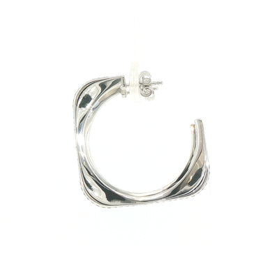 Natural Diamond-Set Slender Hoop Earrings in 18ct White Gold