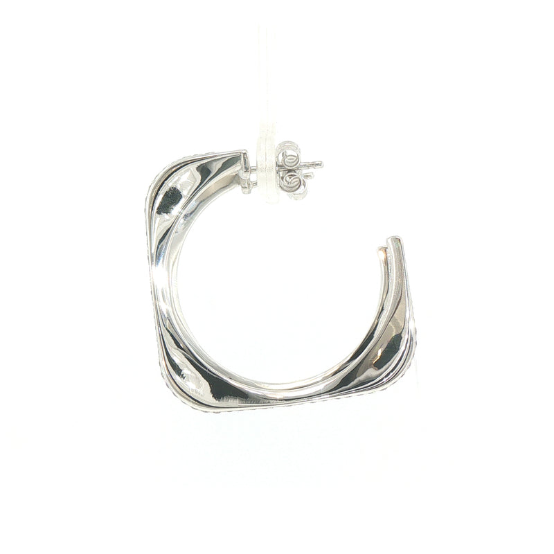 Natural Diamond-Set Slender Hoop Earrings in 18ct White Gold