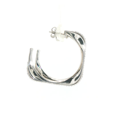 Natural Diamond-Set Slender Hoop Earrings in 18ct White Gold