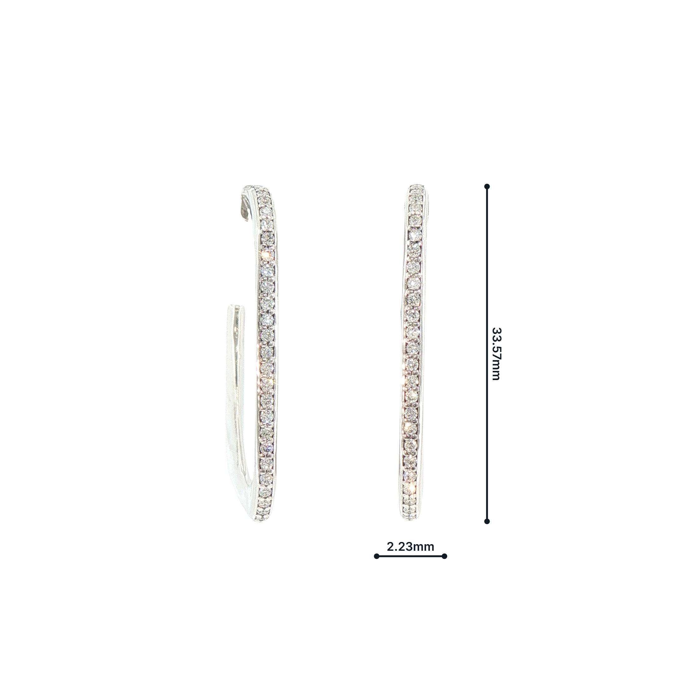 Natural Diamond-Set Slender Hoop Earrings in 18ct White Gold