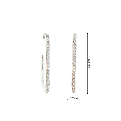 Natural Diamond-Set Slender Hoop Earrings in 18ct White Gold