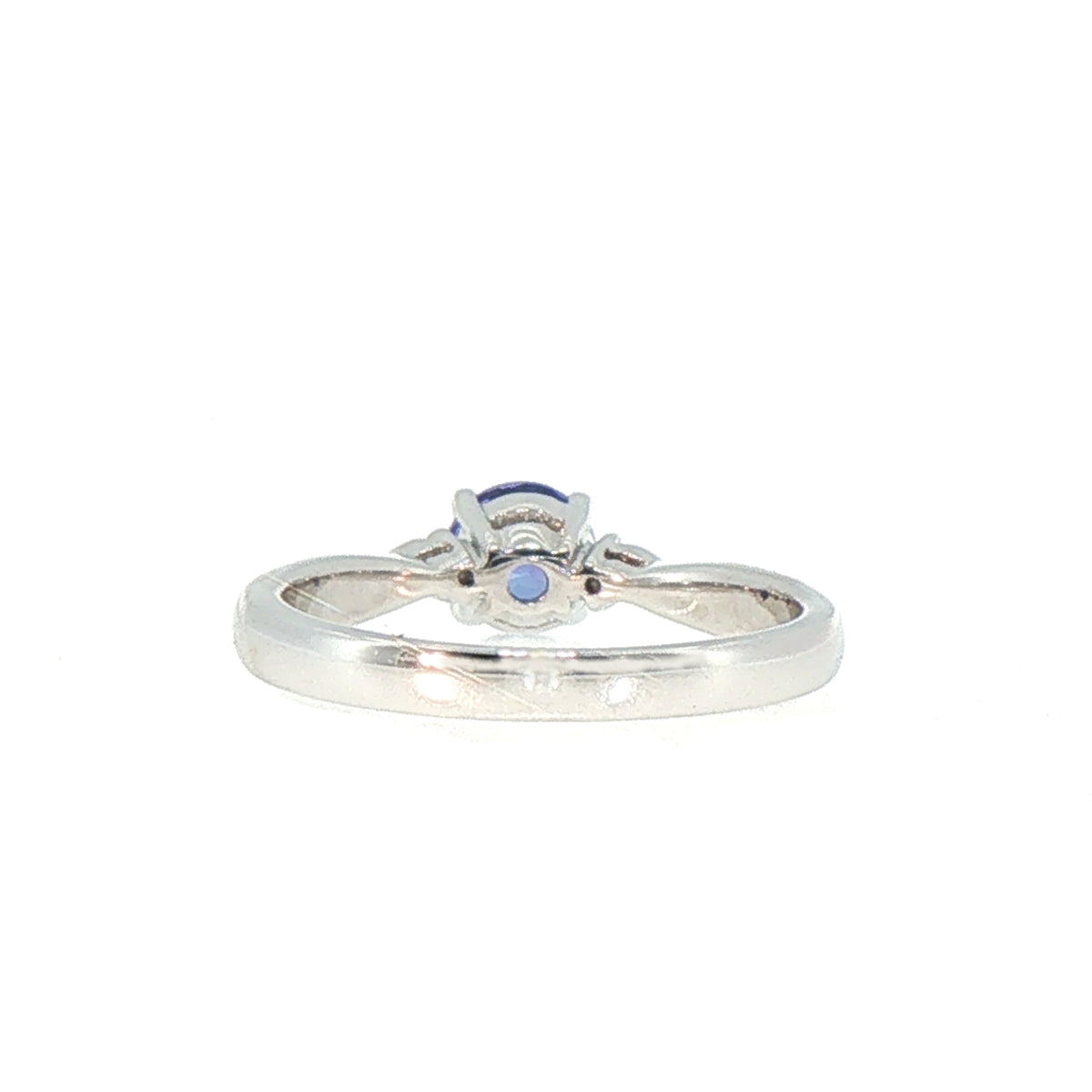 Vintage Tanzanite and Natural Diamond Three-Stone Ring in 18ct White Gold