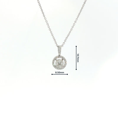 18ct White Gold Natural Diamond Halo Cluster Pendant