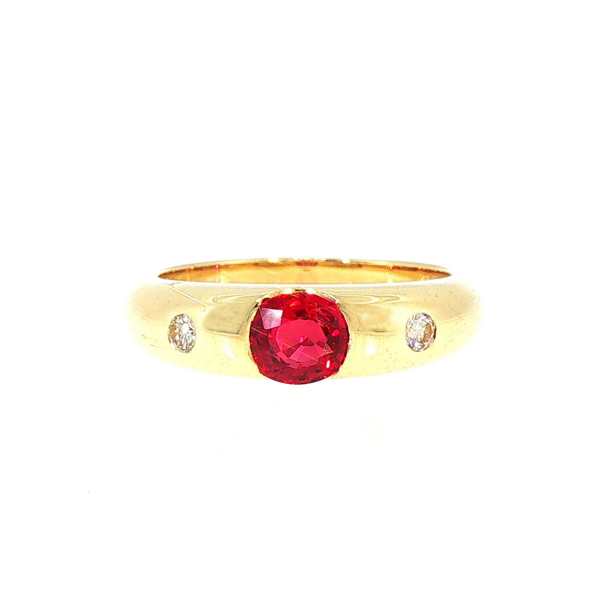 Vintage Ruby and Natural Diamond Dress Ring in 18ct Yellow Gold