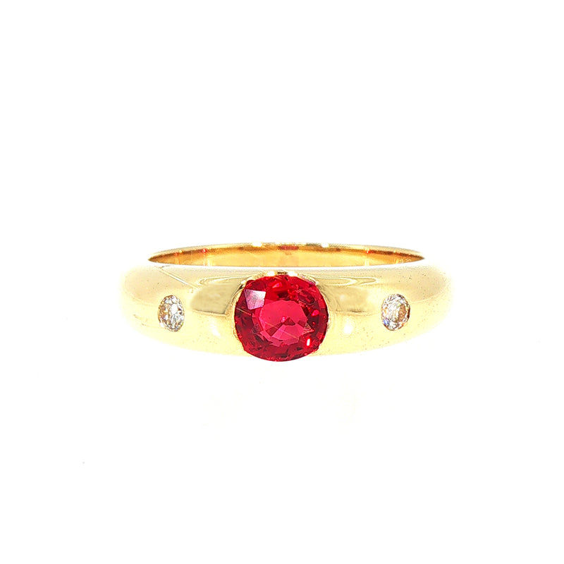 Vintage Ruby and Natural Diamond Dress Ring in 18ct Yellow Gold