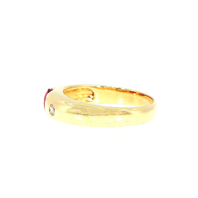 Vintage Ruby and Natural Diamond Dress Ring in 18ct Yellow Gold