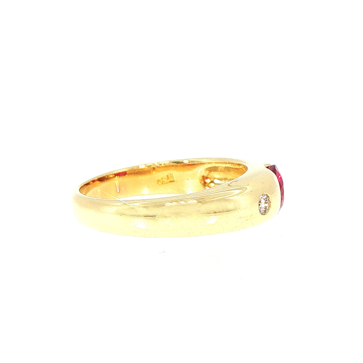 Vintage Ruby and Natural Diamond Dress Ring in 18ct Yellow Gold