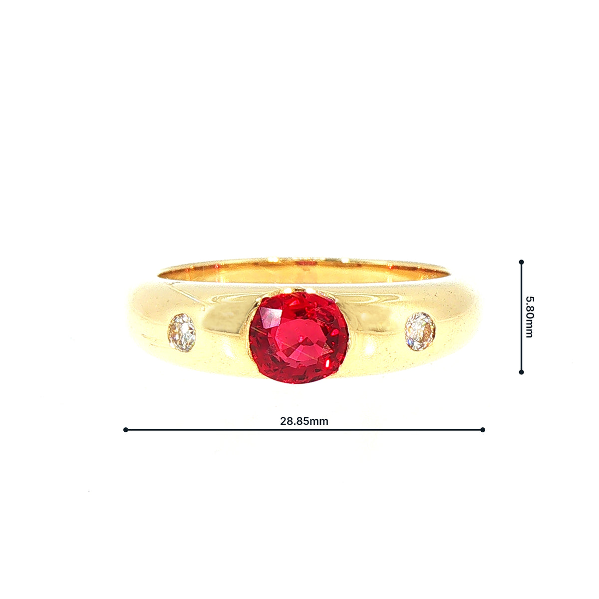 Vintage Ruby and Natural Diamond Dress Ring in 18ct Yellow Gold