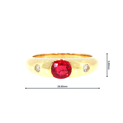 Vintage Ruby and Natural Diamond Dress Ring in 18ct Yellow Gold