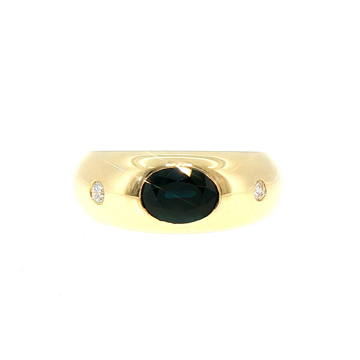 Vintage Sapphire and Natural Diamond Dress Ring in 18ct Yellow Gold