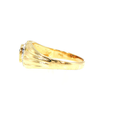 Vintage Oval Sapphire and Natural Diamond Cluster Dress Ring in 18ct Yellow Gold