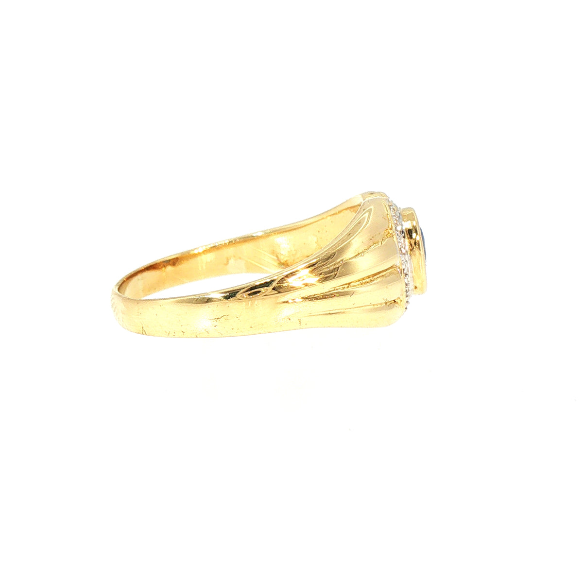 Vintage Oval Sapphire and Natural Diamond Cluster Dress Ring in 18ct Yellow Gold