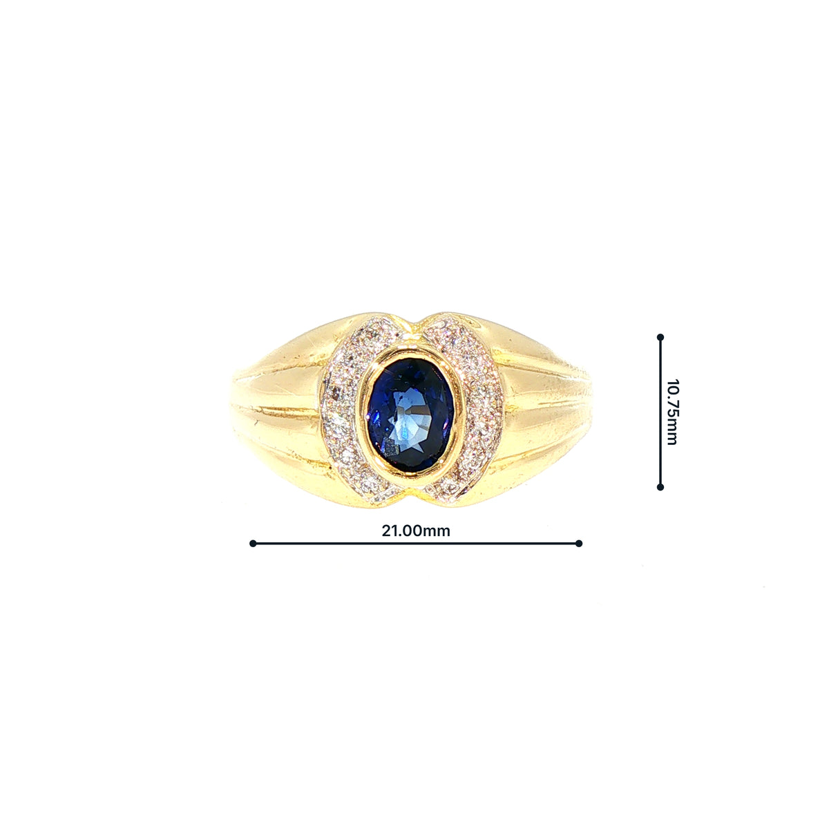 Vintage Oval Sapphire and Natural Diamond Cluster Dress Ring in 18ct Yellow Gold