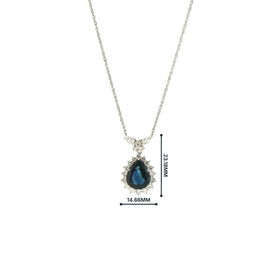 Vintage Natural Sapphire and Diamond Cluster Pear Drop Pendant in Platinum