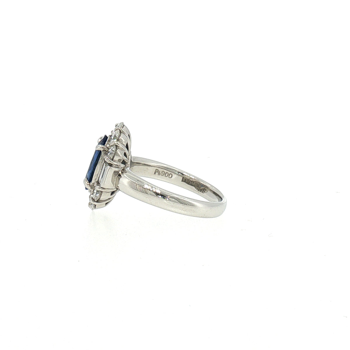 Vintage Natural Sapphire and Diamond Cluster Ring in Platinum