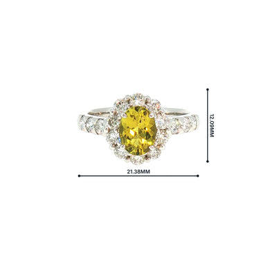 Vintage Tourmaline And Natural Diamond Halo Dress Ring in Platinum