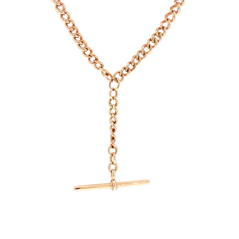 Vintage Curb Chain with T-Bar in 9ct Rose Gold