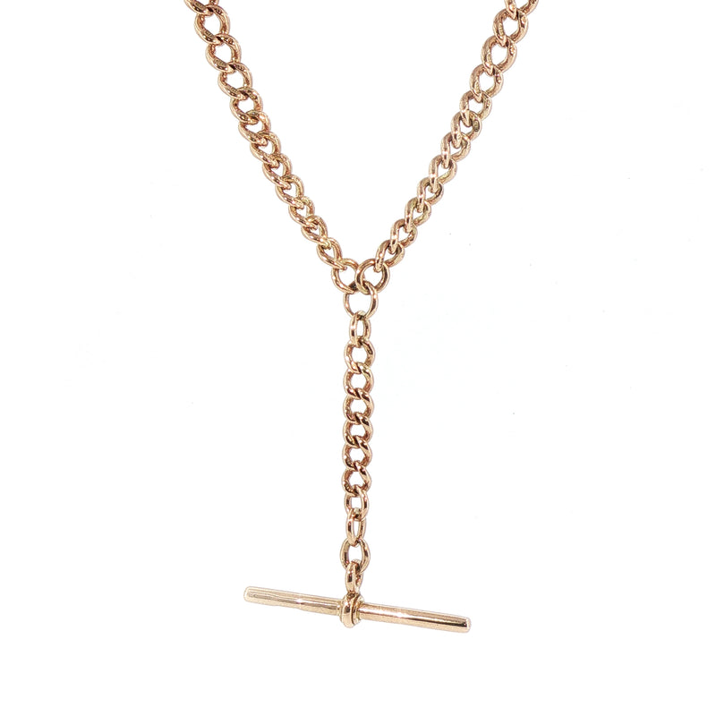 Vintage Curb Chain with T-Bar in 9ct Rose Gold