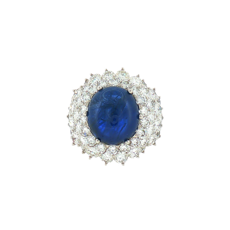 Rare Natural Burma Sapphire and Diamond Ring