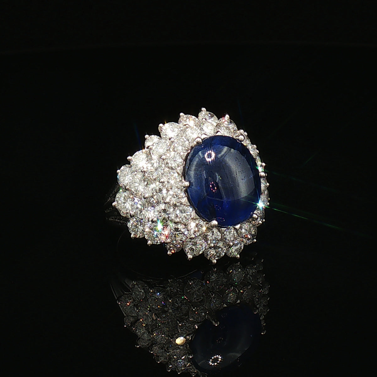 Rare Natural Burma Sapphire and Diamond Ring