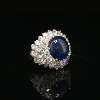Rare Natural Burma Sapphire and Diamond Ring
