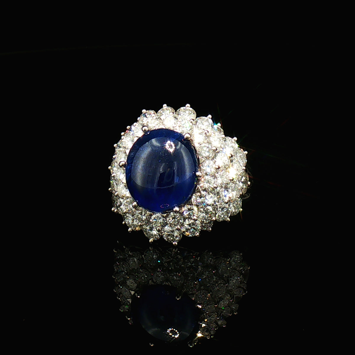 Rare Natural Burma Sapphire and Diamond Ring