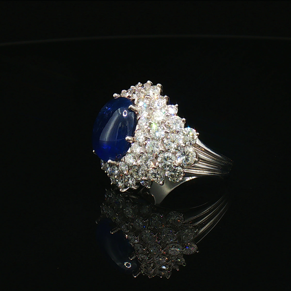 Rare Natural Burma Sapphire and Diamond Ring