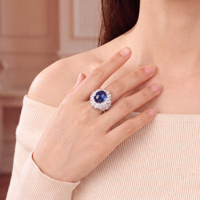 Rare Natural Burma Sapphire and Diamond Ring