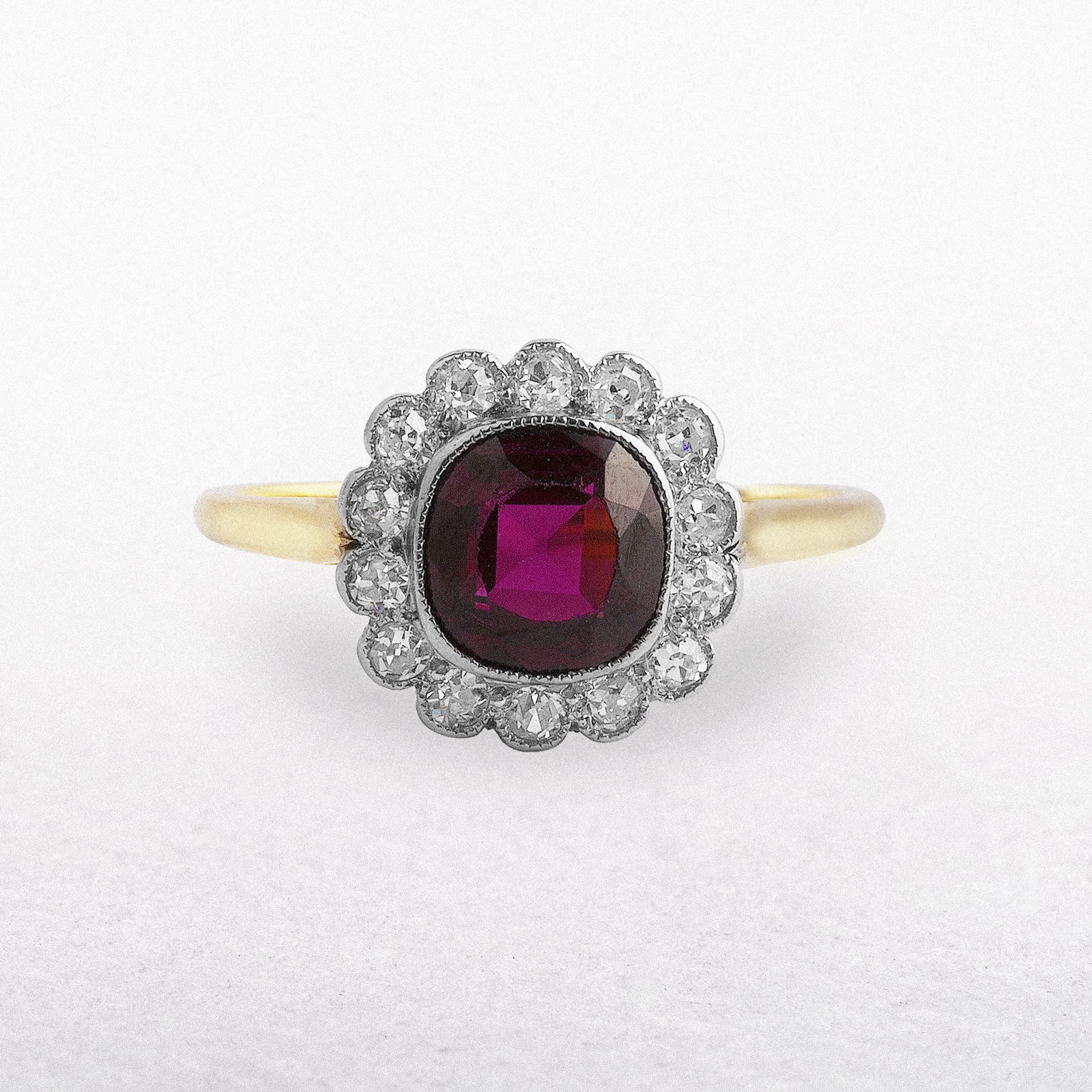 Almandine Garnet and Natural Diamond Ring in 18ct Gold