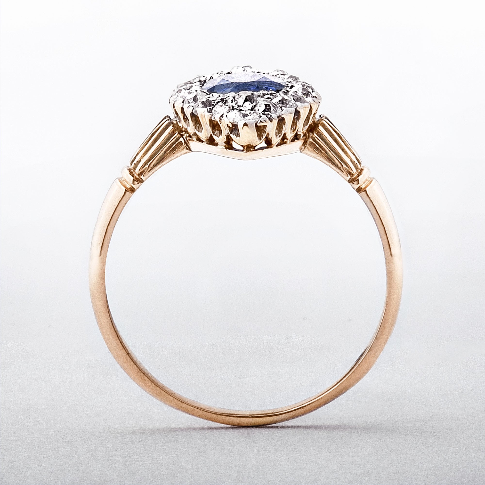 Antique Sapphire & Diamond 9ct Marquise Cluster Ring
