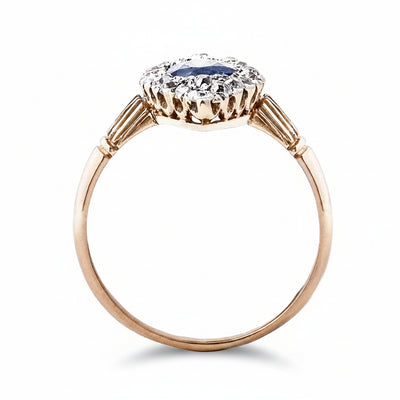 Antique Sapphire & Diamond 9ct Marquise Cluster Ring
