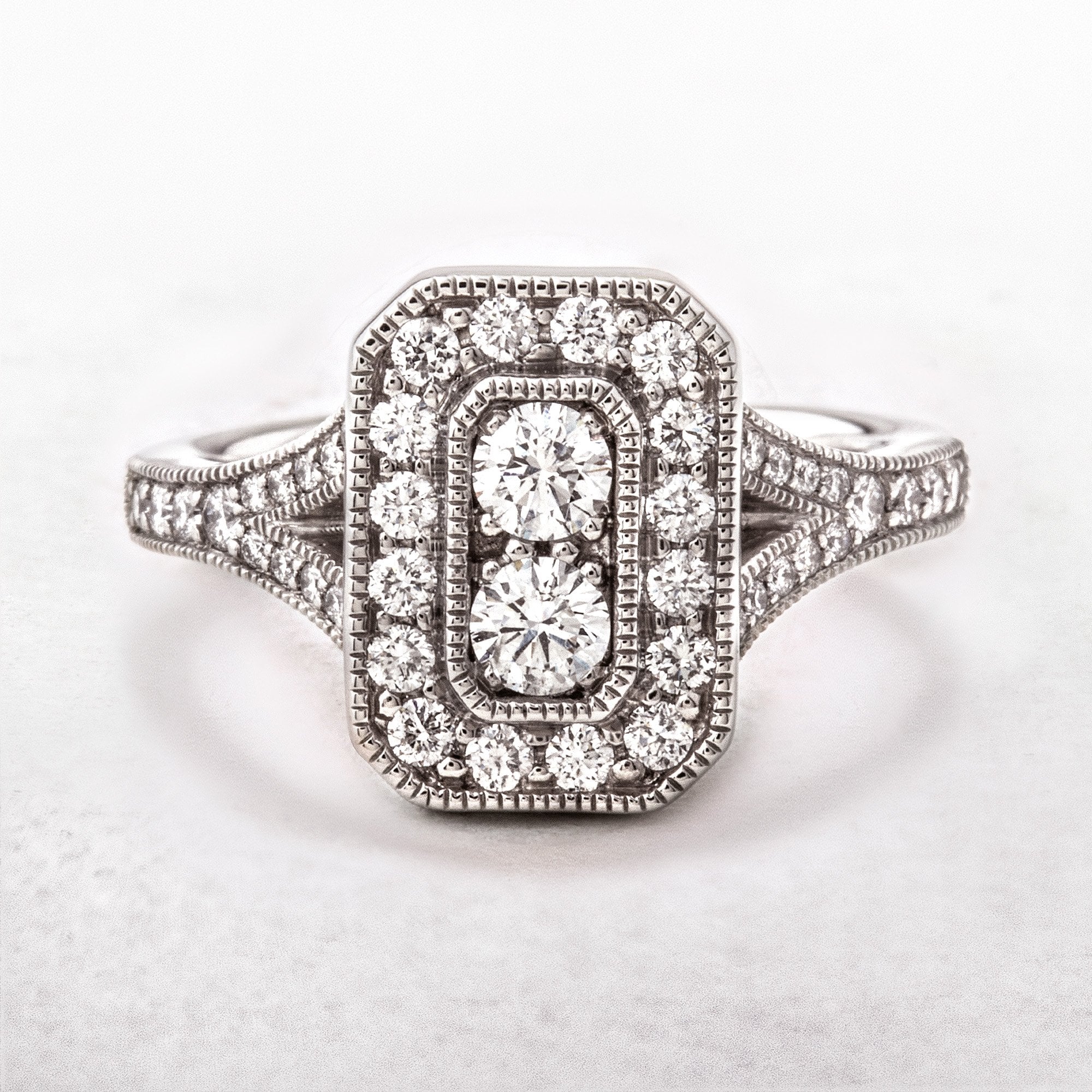Antique Style 1.00ct Natural Diamond Dress Ring in Platinum