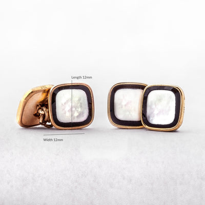 Art Deco Mother Of Pearl Boxed 9ct Gold Dress Cufflinks