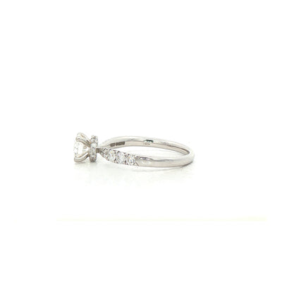 1.03ct E vs1 GIA Certified Round Solitaire With Diamond Shoulders 18ct White Gold Engagement Ring