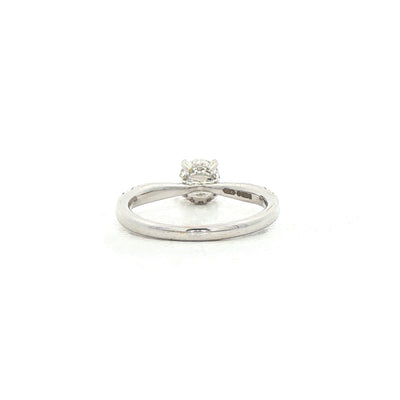 1.03ct E vs1 GIA Certified Round Solitaire With Diamond Shoulders 18ct White Gold Engagement Ring