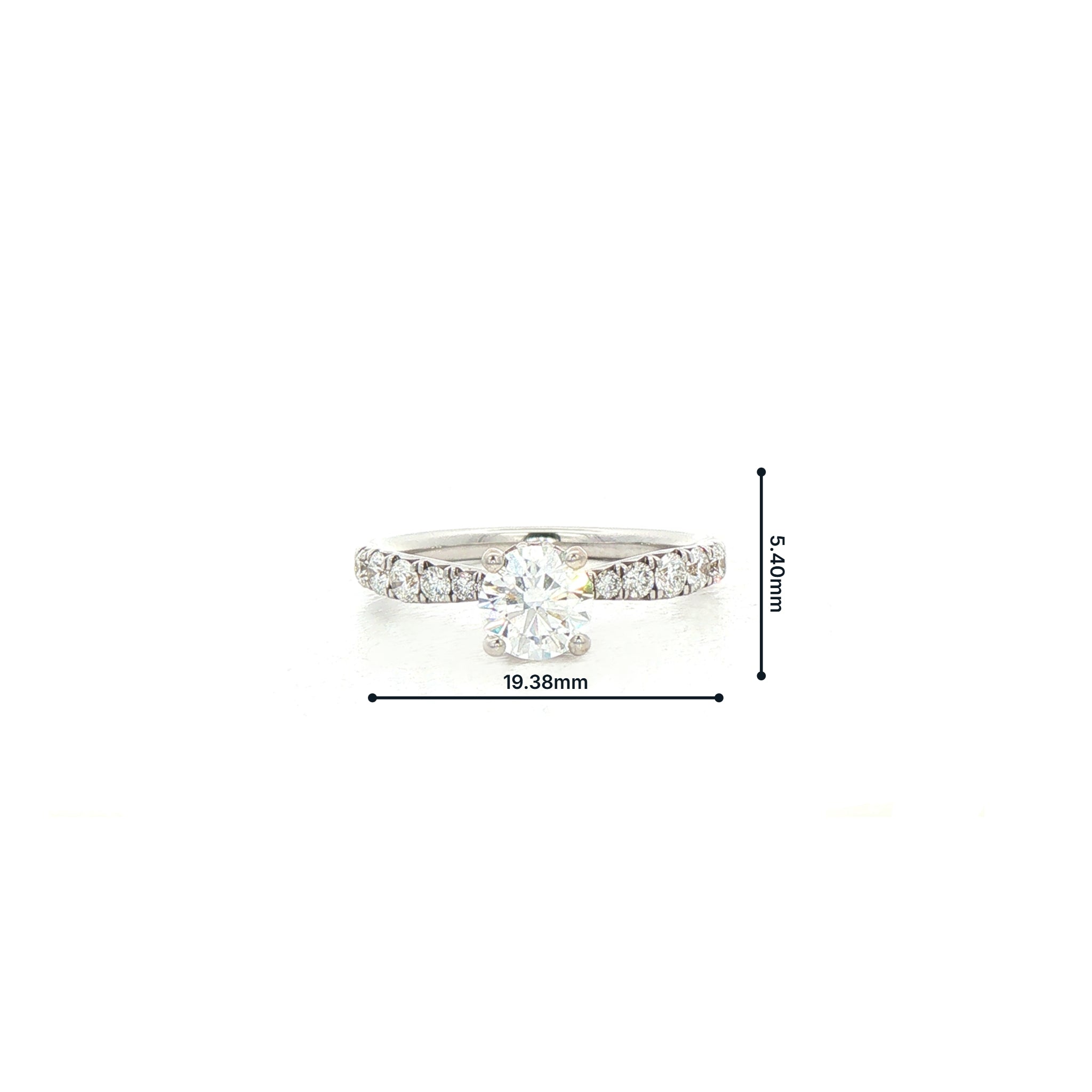1.03ct E vs1 GIA Certified Round Solitaire With Diamond Shoulders 18ct White Gold Engagement Ring