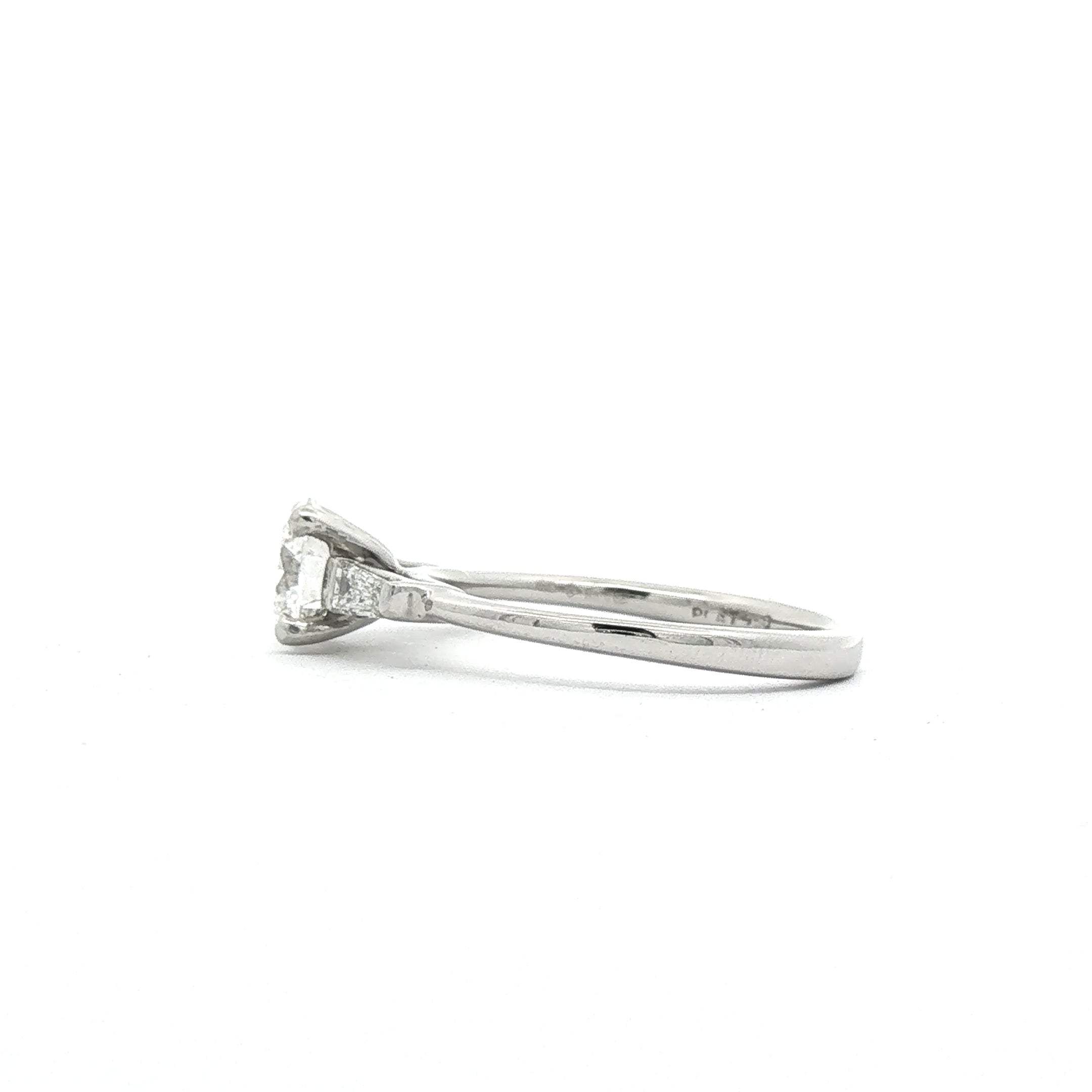 Platinum Natural Diamond Solitaire with Baguette Shoulders