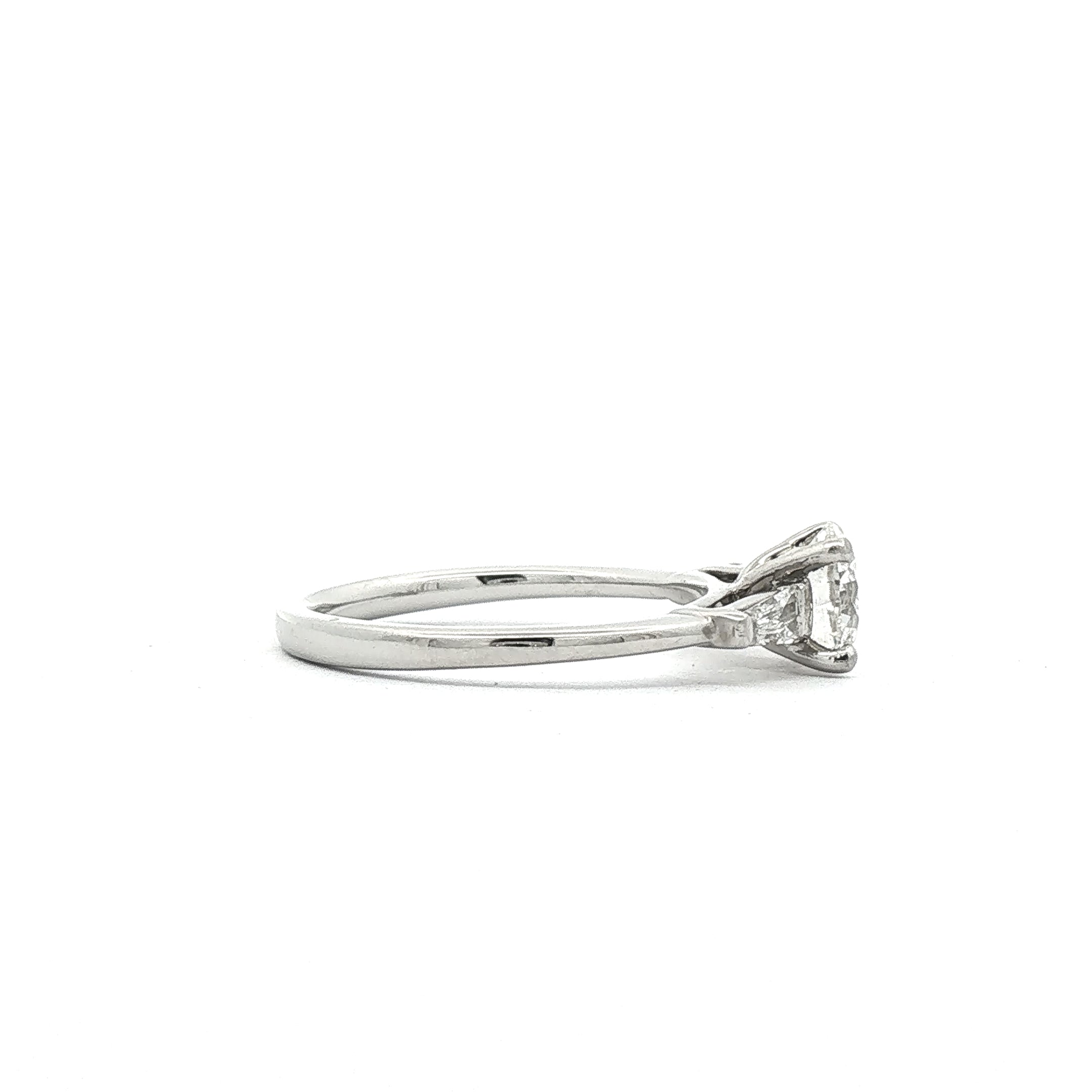Platinum Natural Diamond Solitaire with Baguette Shoulders