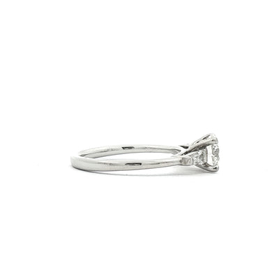 Platinum Natural Diamond Solitaire with Baguette Shoulders